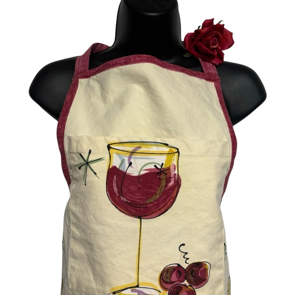 Julia Junkin Hand painted bib apron wine theme bottles festive xmas party - Picture 2 of 12